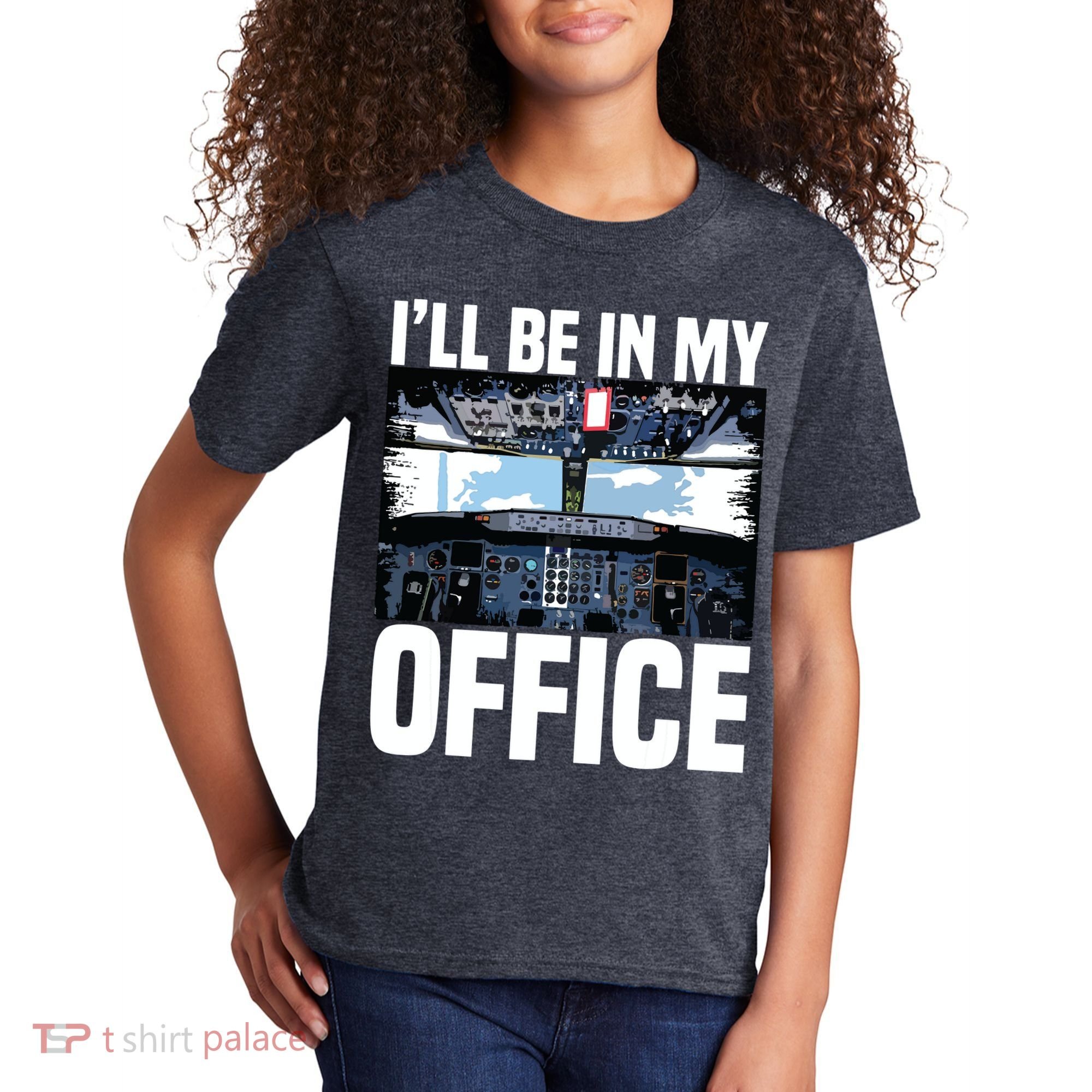 Funny Airplane Pilot Ill Be In My Office Airline Captain Kids T-Shirt