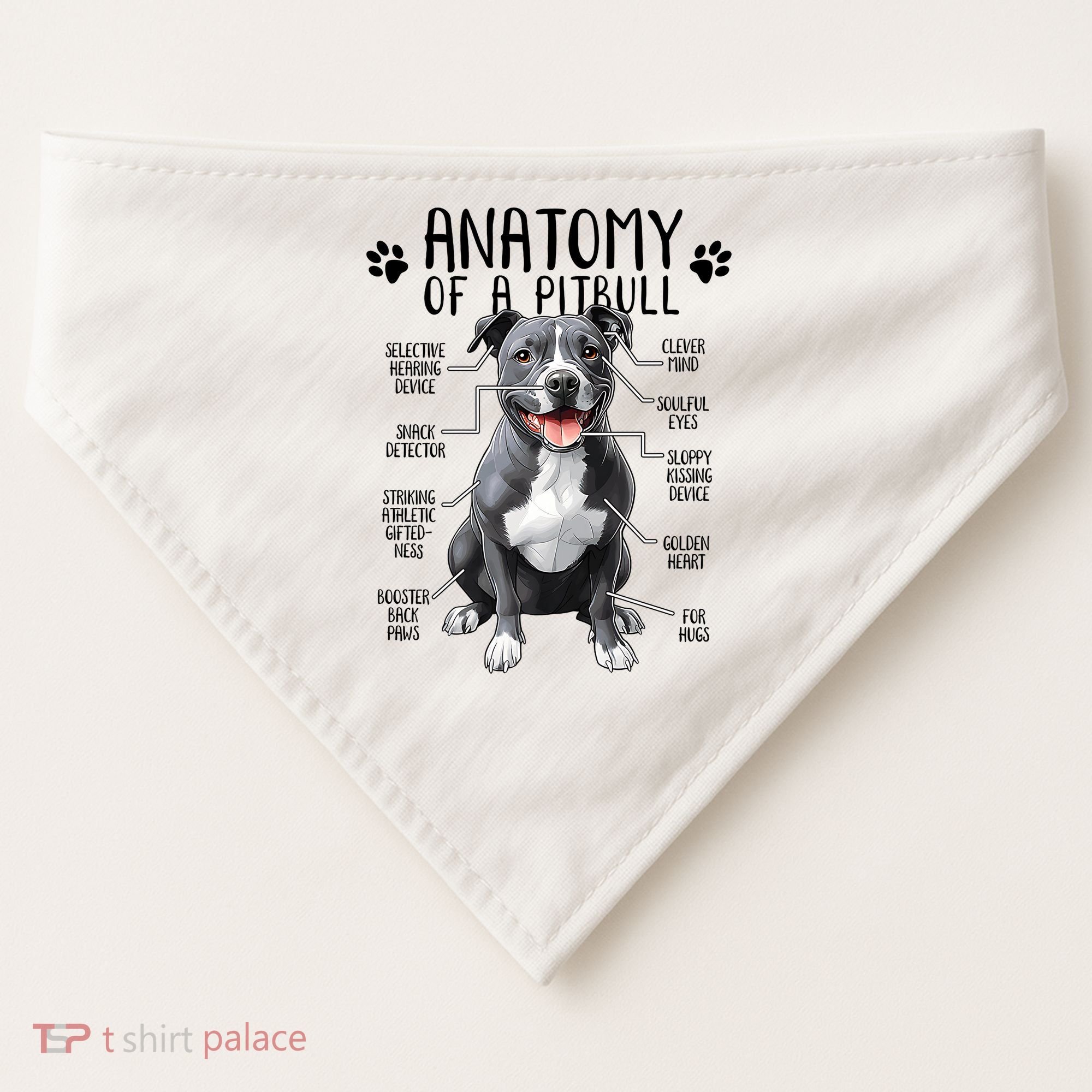 Funny Anatomy Pitbull Dog Cute Pittie Lover Pit Bull Owner USA-Made Doggie Bandana