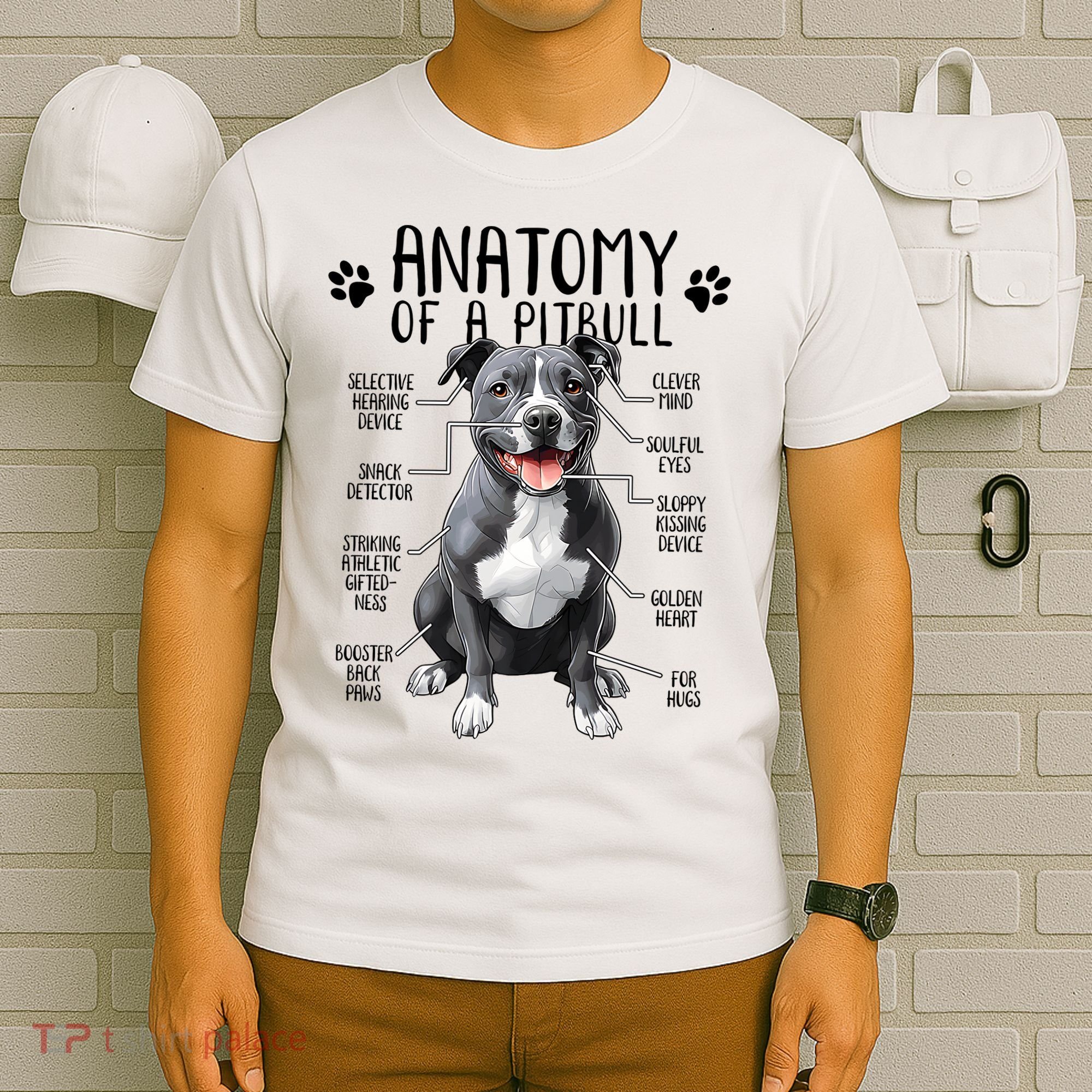 Funny Anatomy Pitbull Dog Cute Pittie Lover Pit Bull Owner T-Shirt
