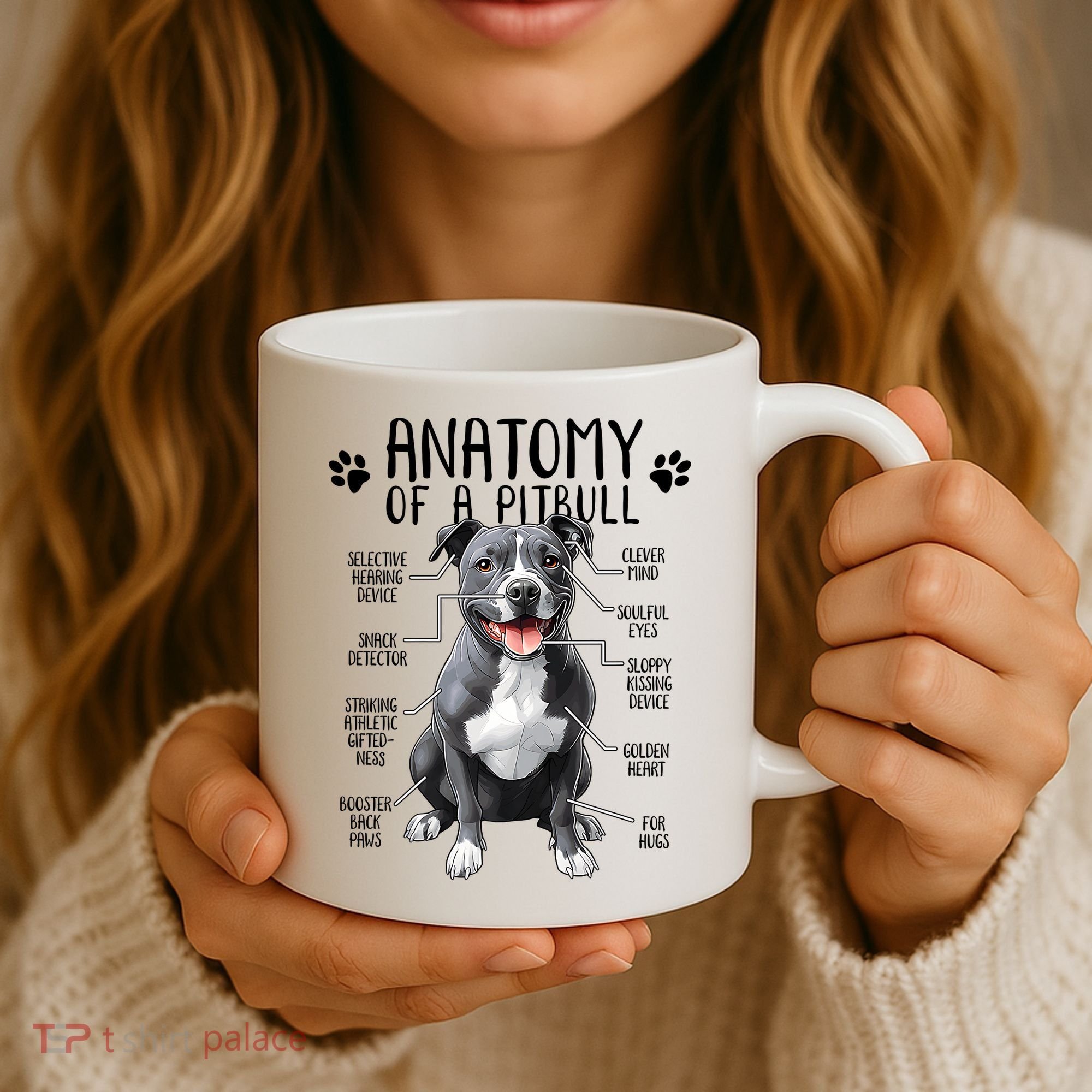 Funny Anatomy Pitbull Dog Cute Pittie Lover Pit Bull Owner Coffee Mug