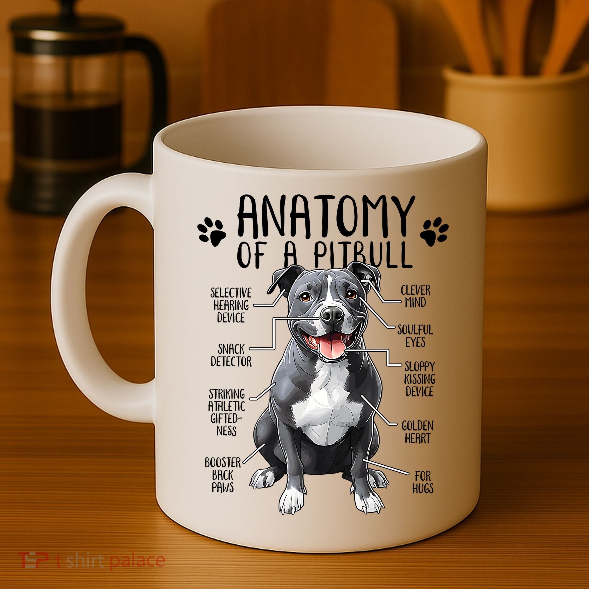 Funny Anatomy Pitbull Dog Cute Pittie Lover Pit Bull Owner Coffee Mug