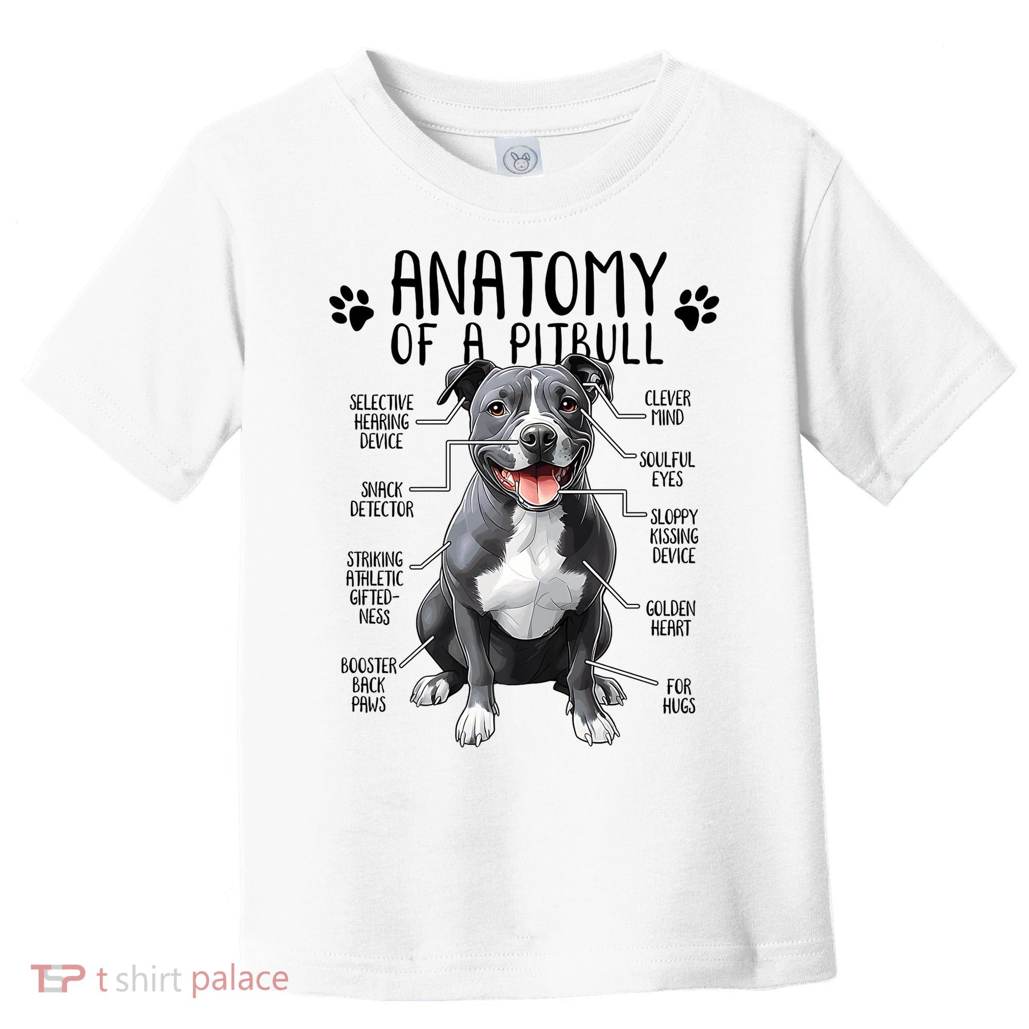 Funny Anatomy Pitbull Dog Cute Pittie Lover Pit Bull Owner Toddler T-Shirt