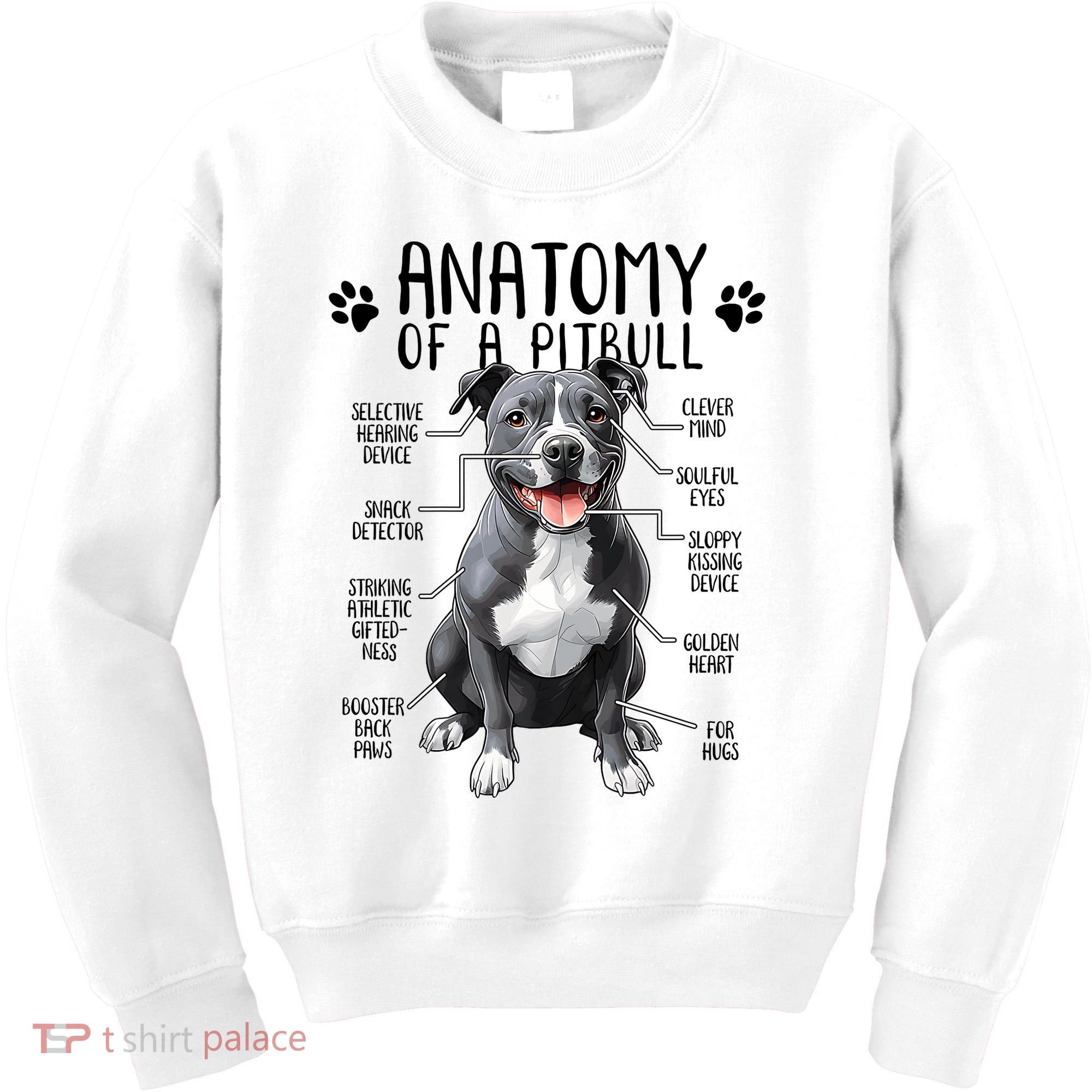 Funny Anatomy Pitbull Dog Cute Pittie Lover Pit Bull Owner Kids Sweatshirt