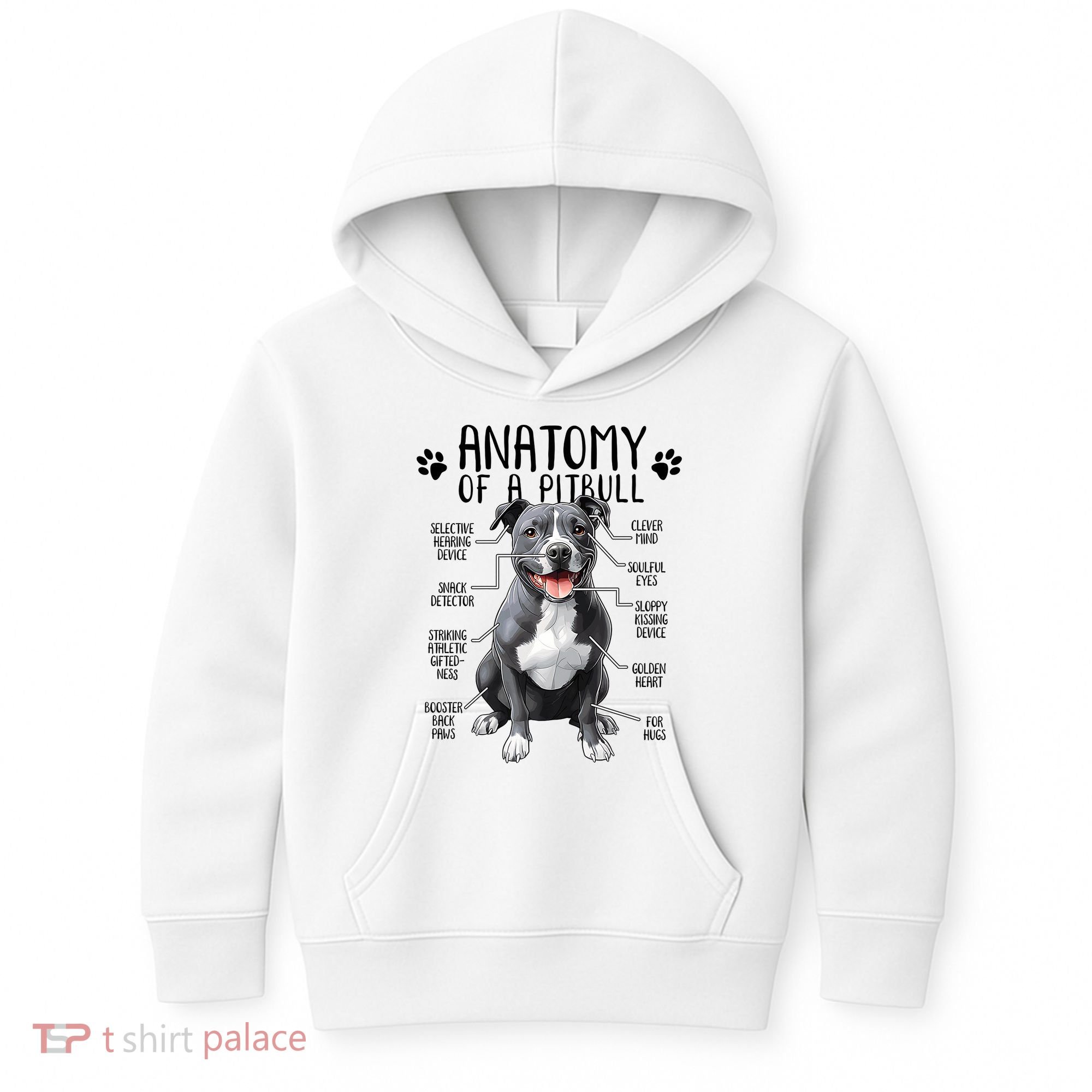 Funny Anatomy Pitbull Dog Cute Pittie Lover Pit Bull Owner Kids Hoodie