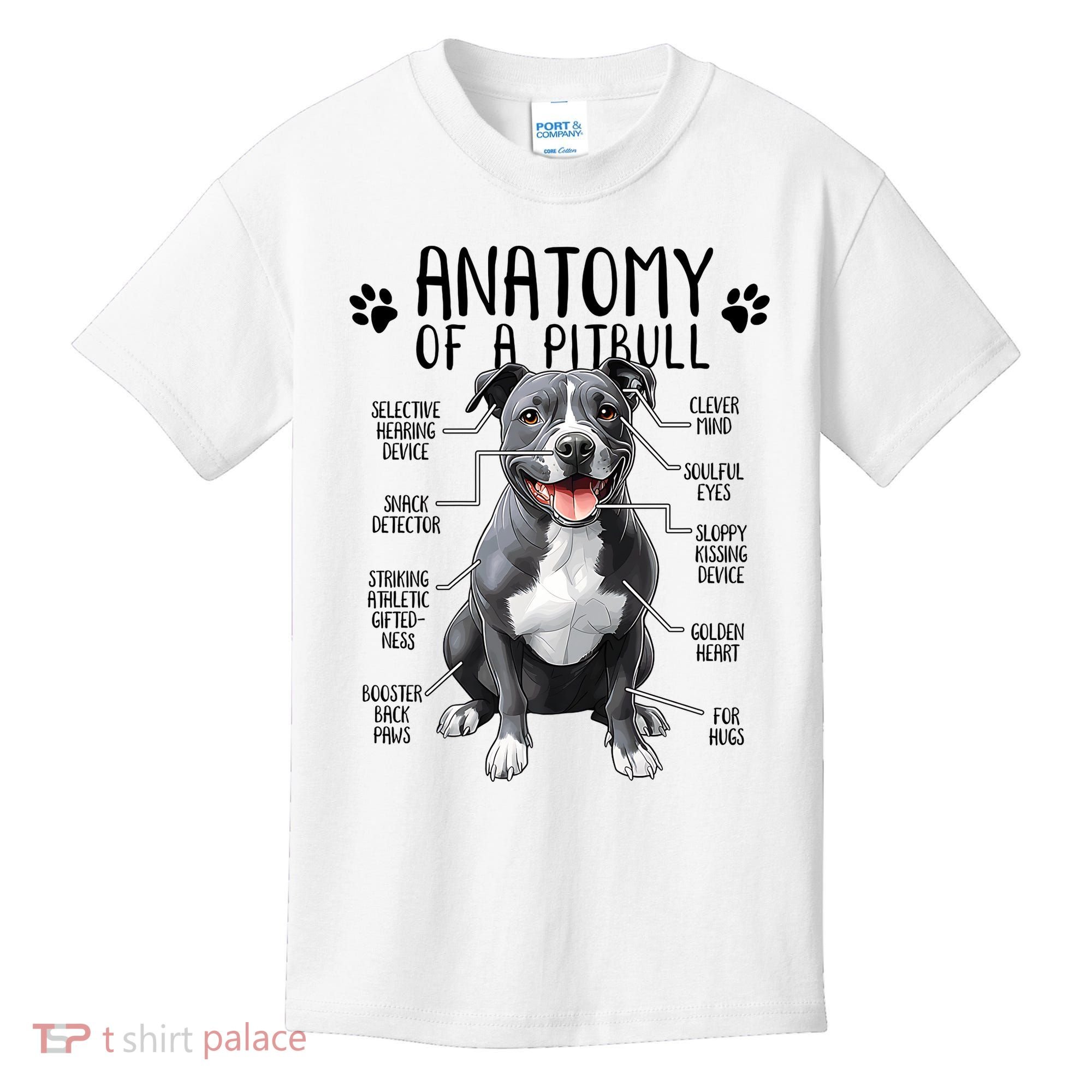 Funny Anatomy Pitbull Dog Cute Pittie Lover Pit Bull Owner Kids T-Shirt