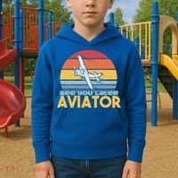 Funny Airplane Pilot Costume See You Later Aviator Pilot Meaningful Gift Kids Hoodie thumb 2