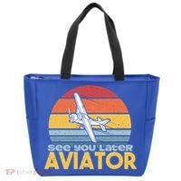 Funny Airplane Pilot Costume See You Later Aviator Pilot Meaningful Gift Tote Bag thumb 0