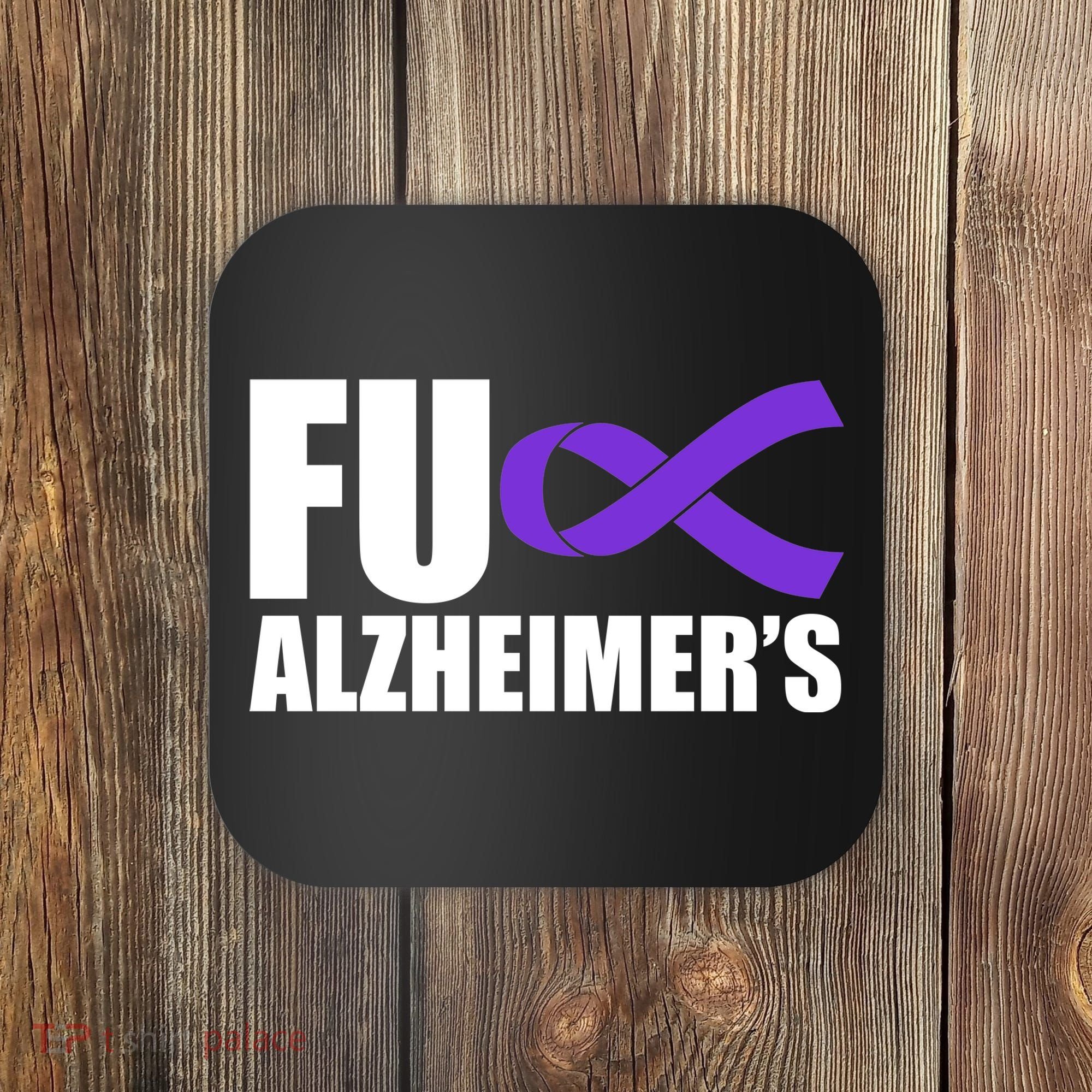 Fuck Alzheimer's Purple Ribbon Coaster