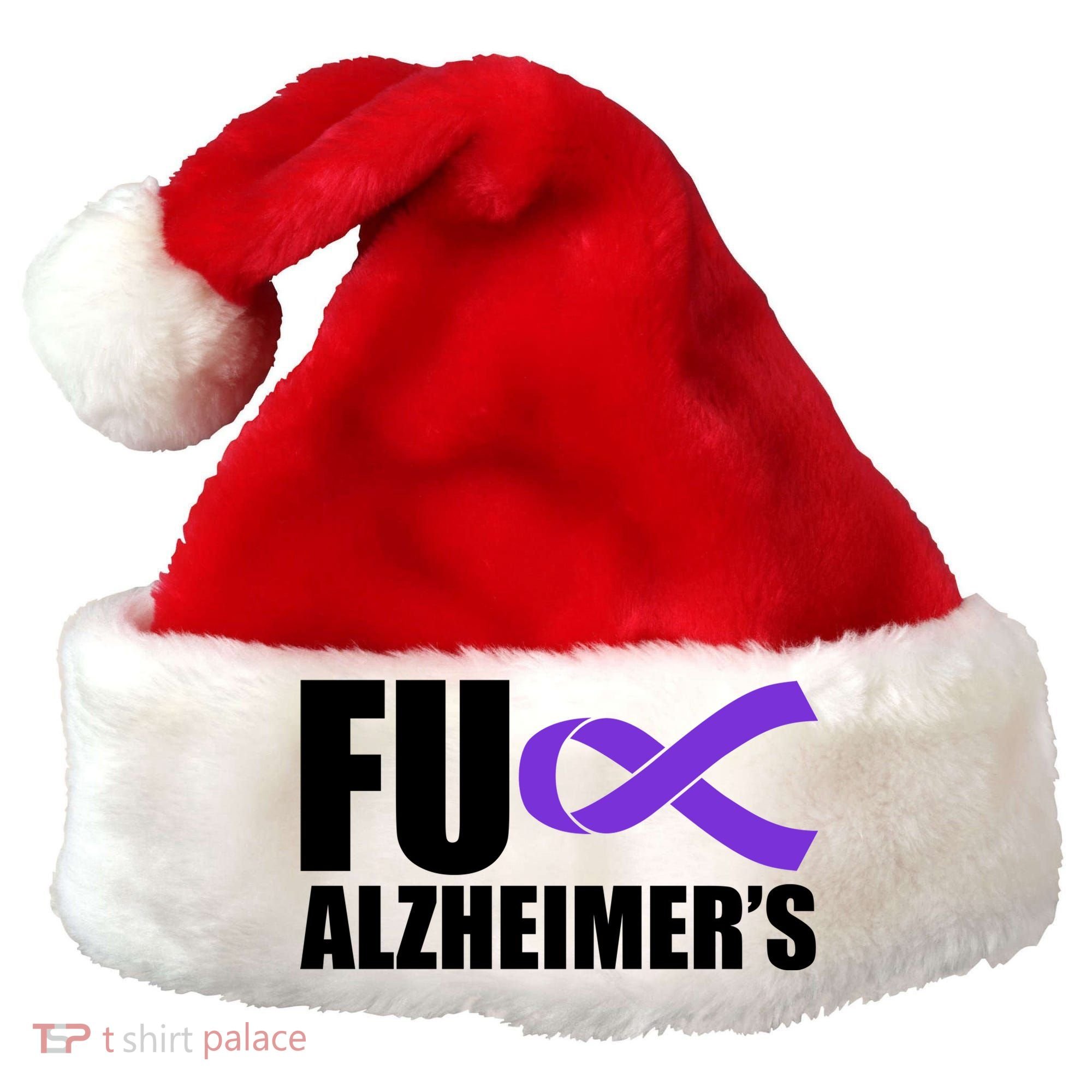 Fuck Alzheimer's Purple Ribbon Santa Hat