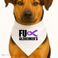 Fuck Alzheimer's Purple Ribbon USA-Made Doggie Bandana thumb 1