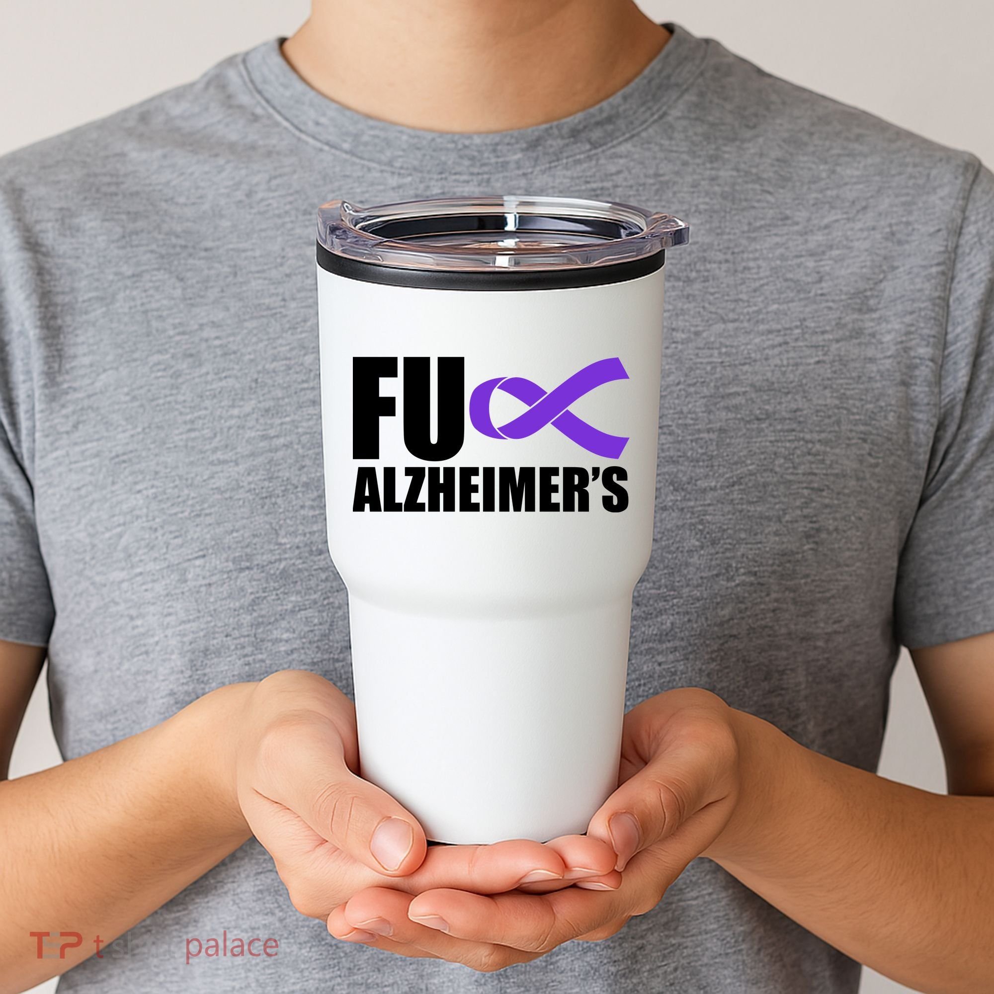 Fuck Alzheimer's Purple Ribbon Tumbler
