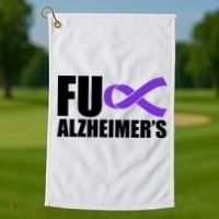 Fuck Alzheimer's Purple Ribbon Golf Towel thumb 1