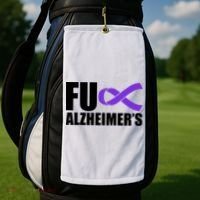 Fuck Alzheimer's Purple Ribbon Golf Towel thumb 2
