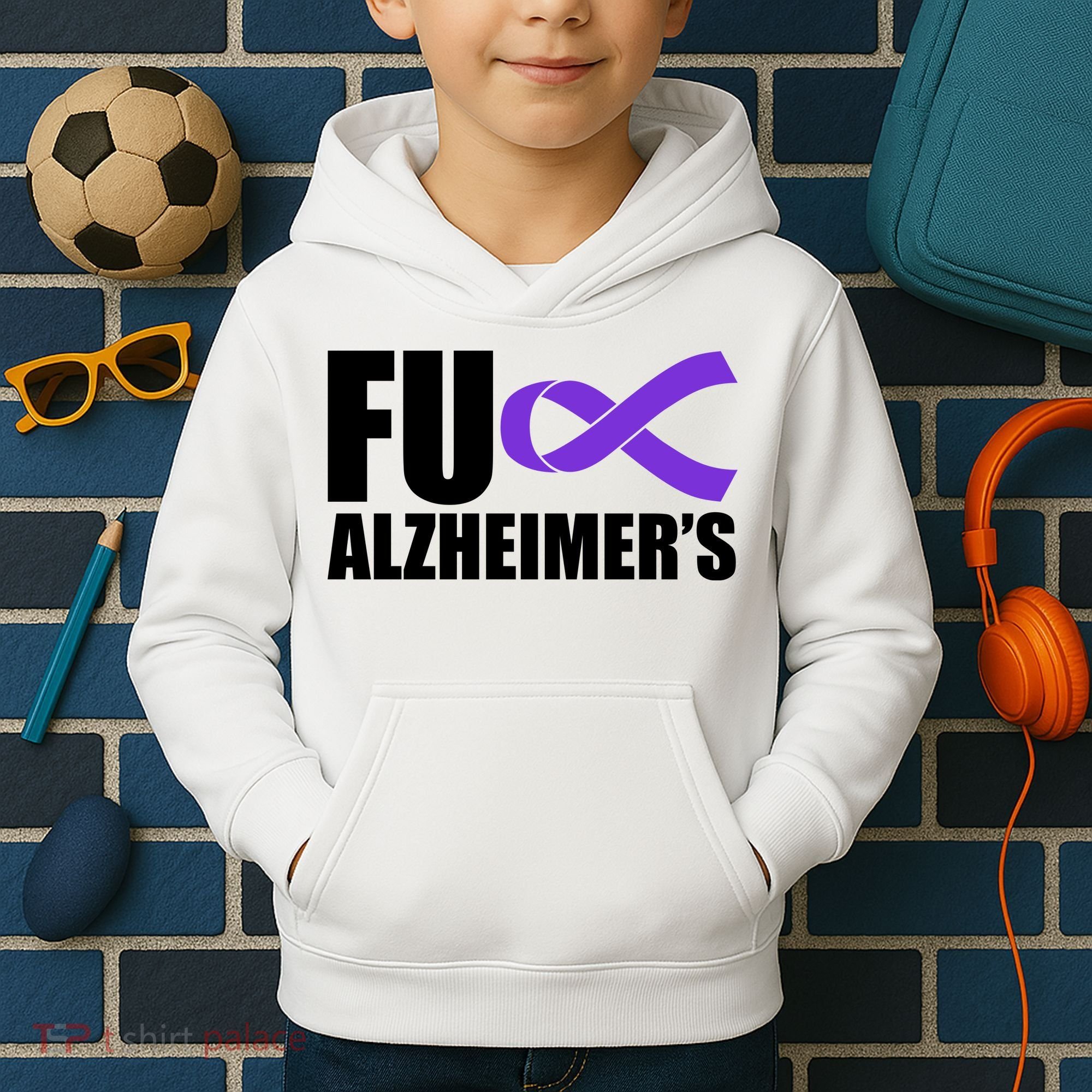 Fuck Alzheimer's Purple Ribbon Kids Hoodie