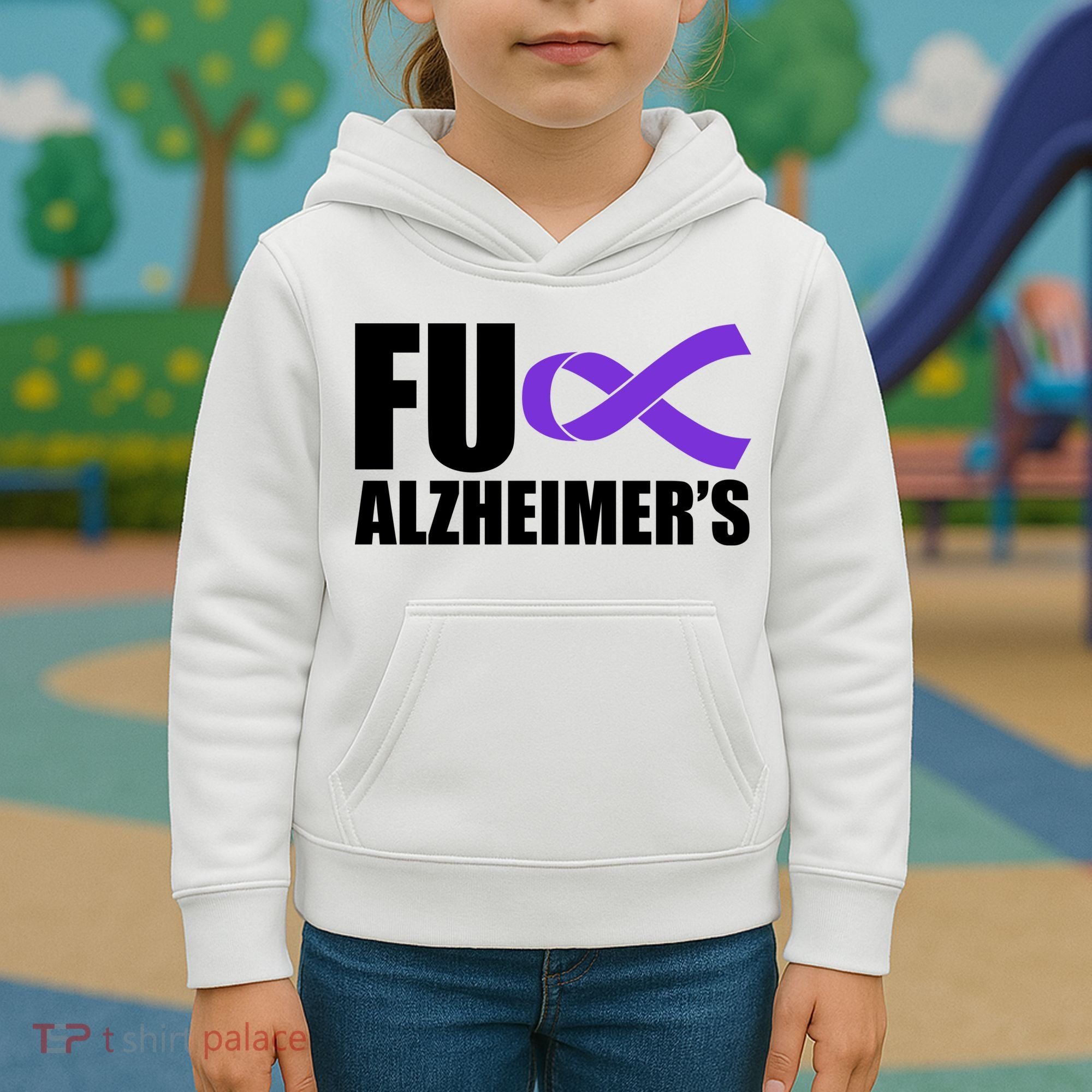 Fuck Alzheimer's Purple Ribbon Kids Hoodie