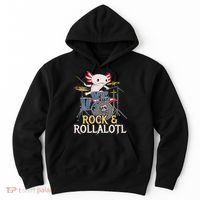 Funny Axolotl Playing Drums Rock Drummer Band Musician Hoodie thumb 0