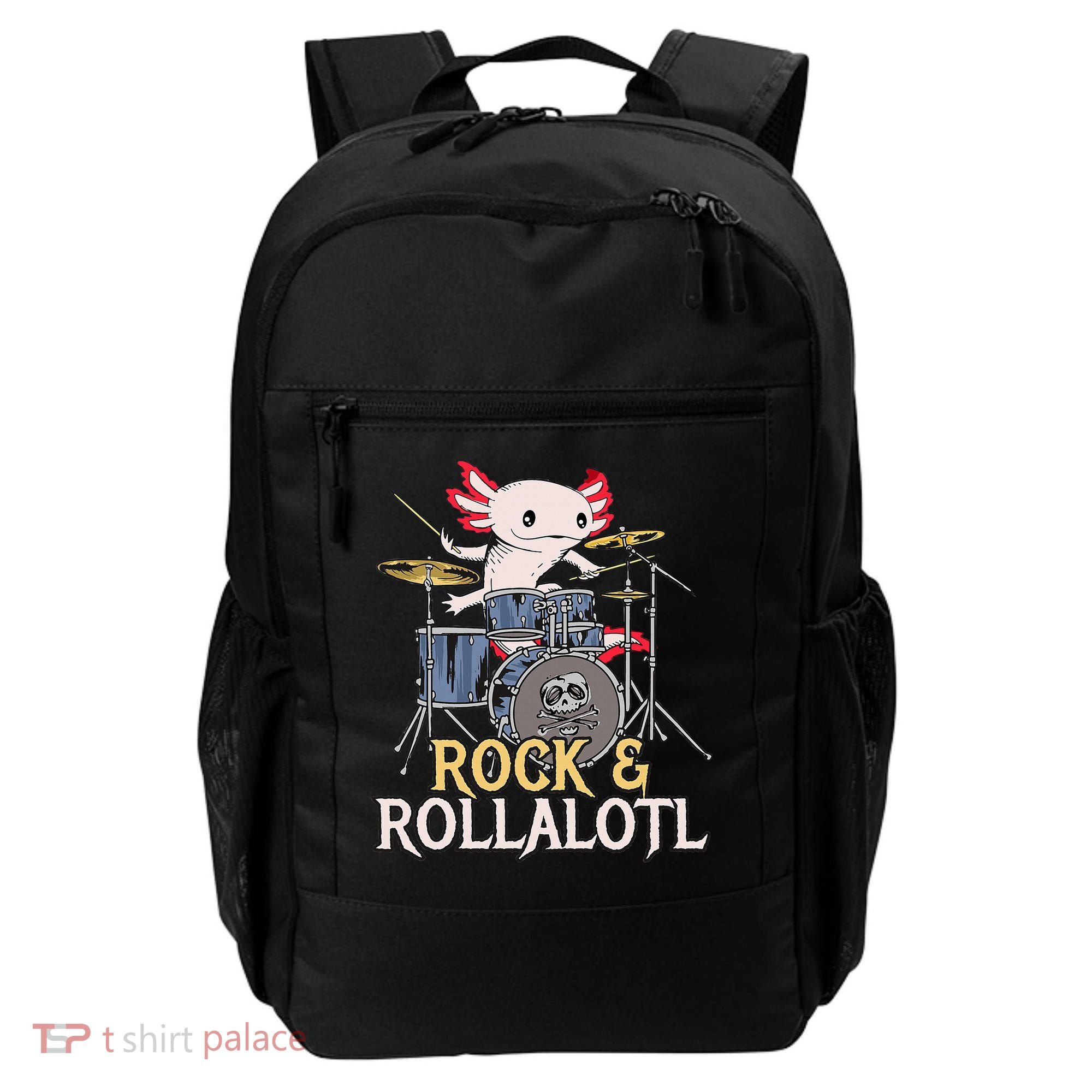 Funny Axolotl Playing Drums Rock Drummer Band Musician Backpack
