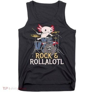 Funny Axolotl Playing Drums Rock Drummer Band Musician Tank Top