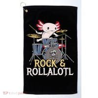 Funny Axolotl Playing Drums Rock Drummer Band Musician Golf Towel thumb 0