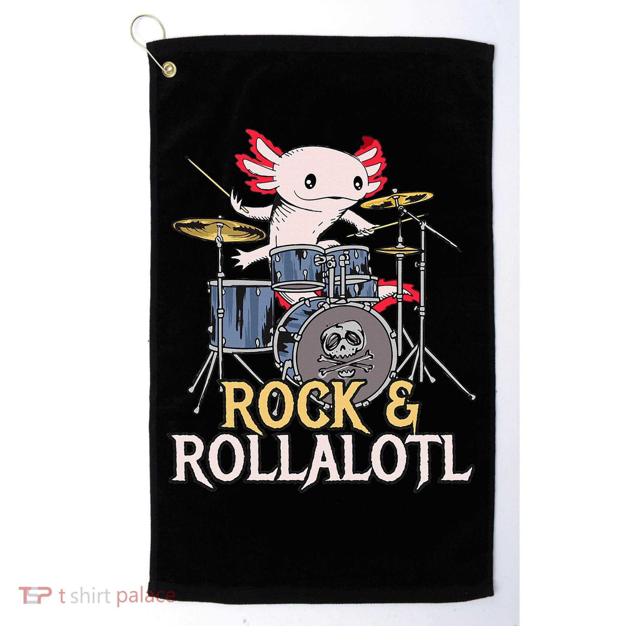 Funny Axolotl Playing Drums Rock Drummer Band Musician Golf Towel