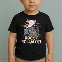 Funny Axolotl Playing Drums Rock Drummer Band Musician Toddler T-Shirt thumb 2