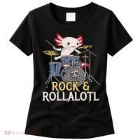 Funny Axolotl Playing Drums Rock Drummer Band Musician Women's T-Shirt thumb 0