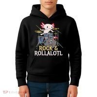Funny Axolotl Playing Drums Rock Drummer Band Musician Kids Hoodie thumb 4