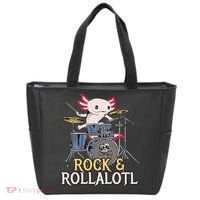 Funny Axolotl Playing Drums Rock Drummer Band Musician Tote Bag thumb 0