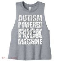 Funny Autism Powered Fck Machine Autism Quote RizzEm Gift Women's Racerback Cropped Tank thumb 0