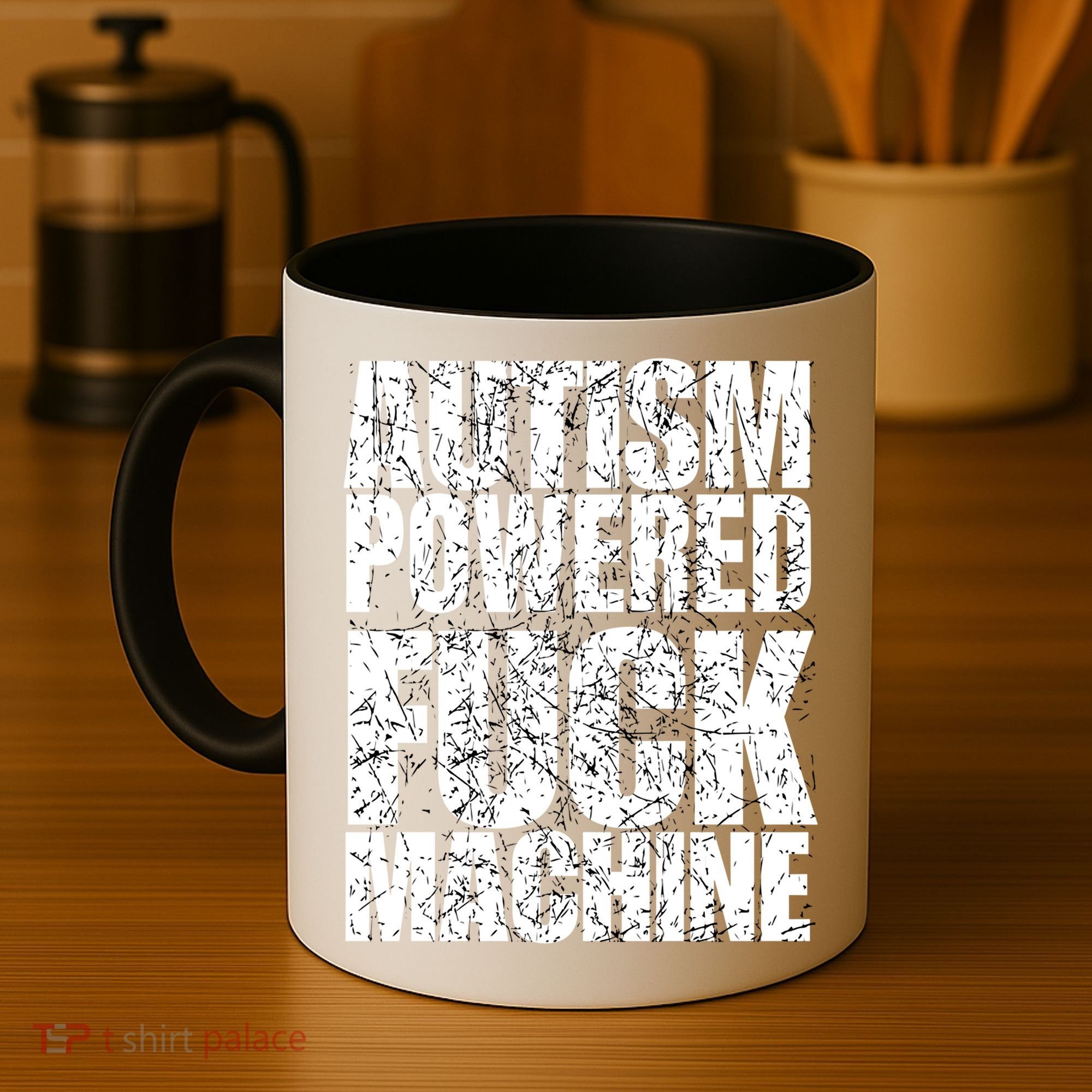 Funny Autism Powered Fck Machine Autism Quote RizzEm Gift Coffee Mug