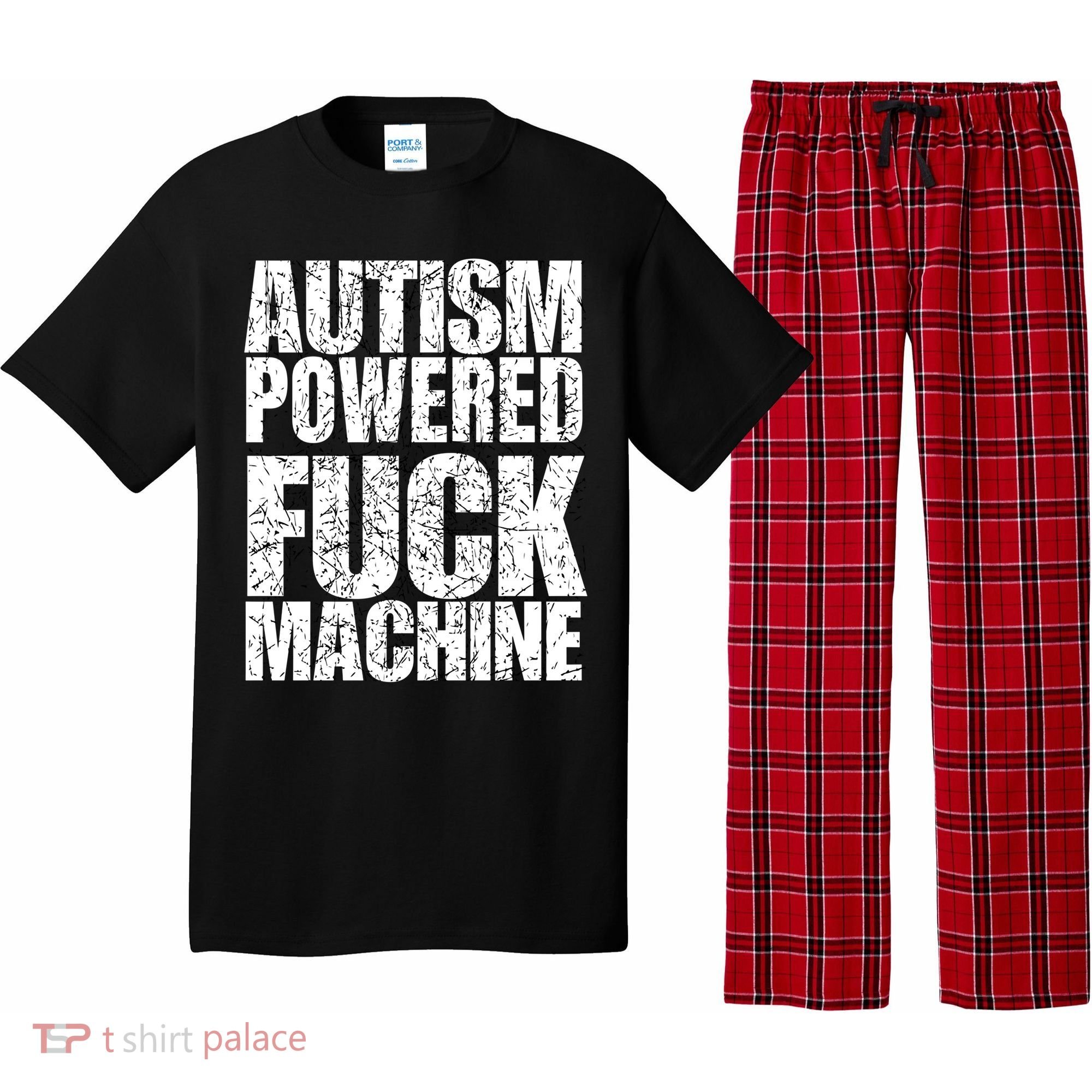Funny Autism Powered Fck Machine Autism Quote RizzEm Gift Pajama Set