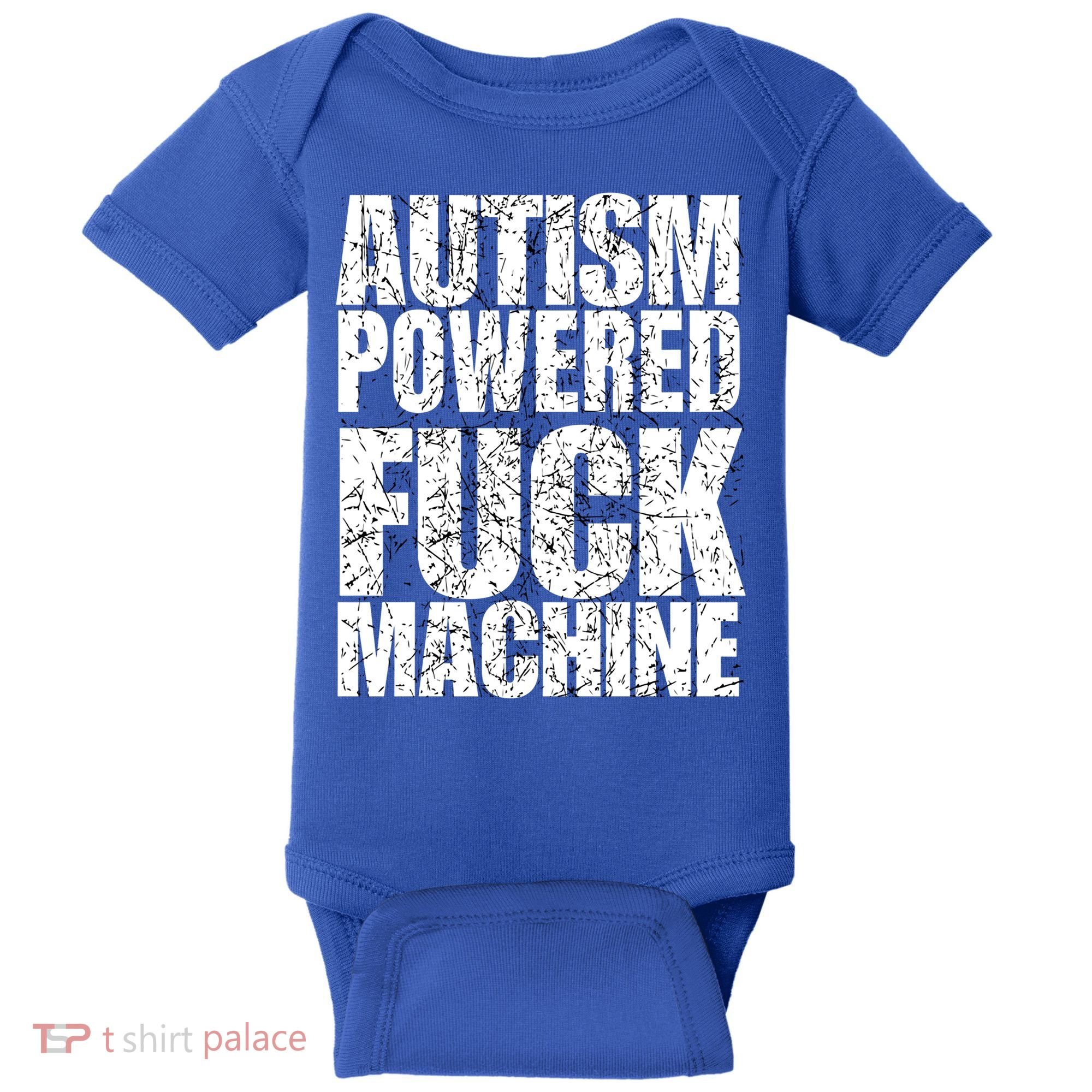 Funny Autism Powered Fck Machine Autism Quote RizzEm Gift Baby Bodysuit