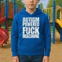 Funny Autism Powered Fck Machine Autism Quote RizzEm Gift Kids Hoodie thumb 2