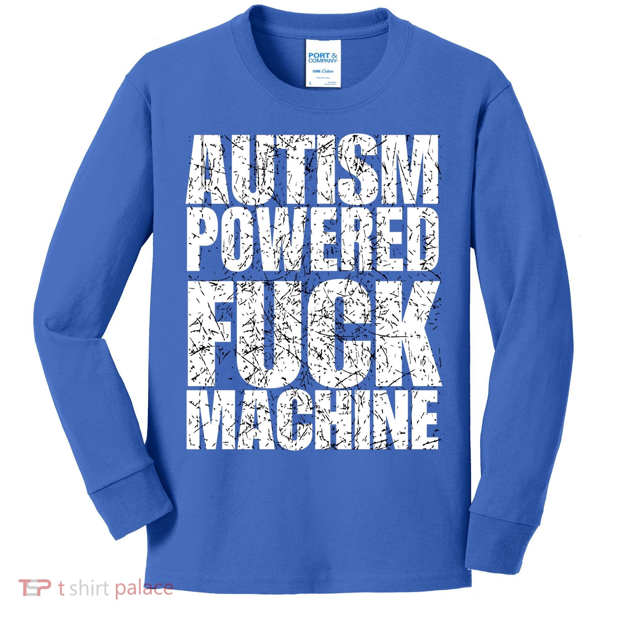 Funny Autism Powered Fck Machine Autism Quote RizzEm Gift Kids Long Sleeve Shirt