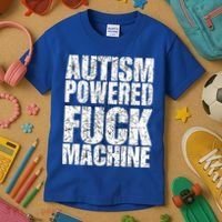 Funny Autism Powered Fck Machine Autism Quote RizzEm Gift Kids T-Shirt thumb 3