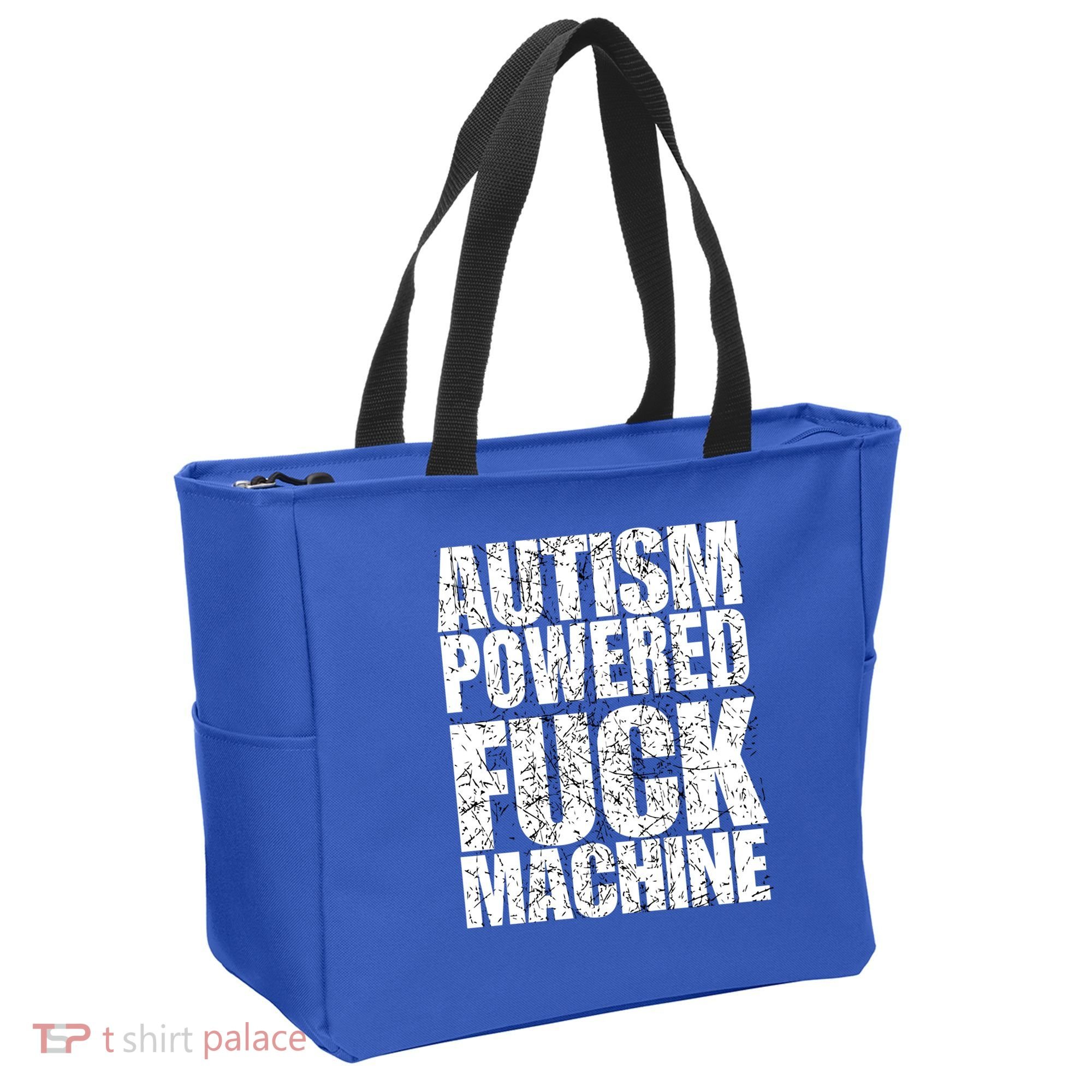 Funny Autism Powered Fck Machine Autism Quote RizzEm Gift Tote Bag