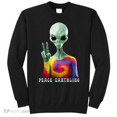 Funny Alien Peace Sign Tie Dye Peace Earthling Sweatshirt