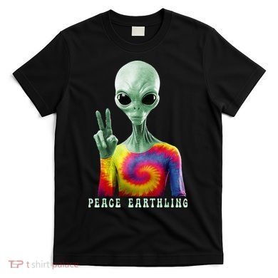 Funny Alien Peace Sign Tie Dye Peace Earthling T-Shirt