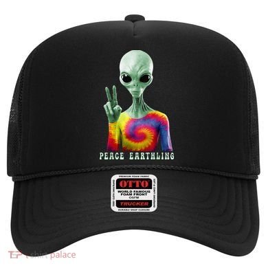 Funny Alien Peace Sign Tie Dye Peace Earthling Hat