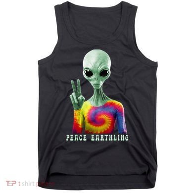 Funny Alien Peace Sign Tie Dye Peace Earthling Tank Top