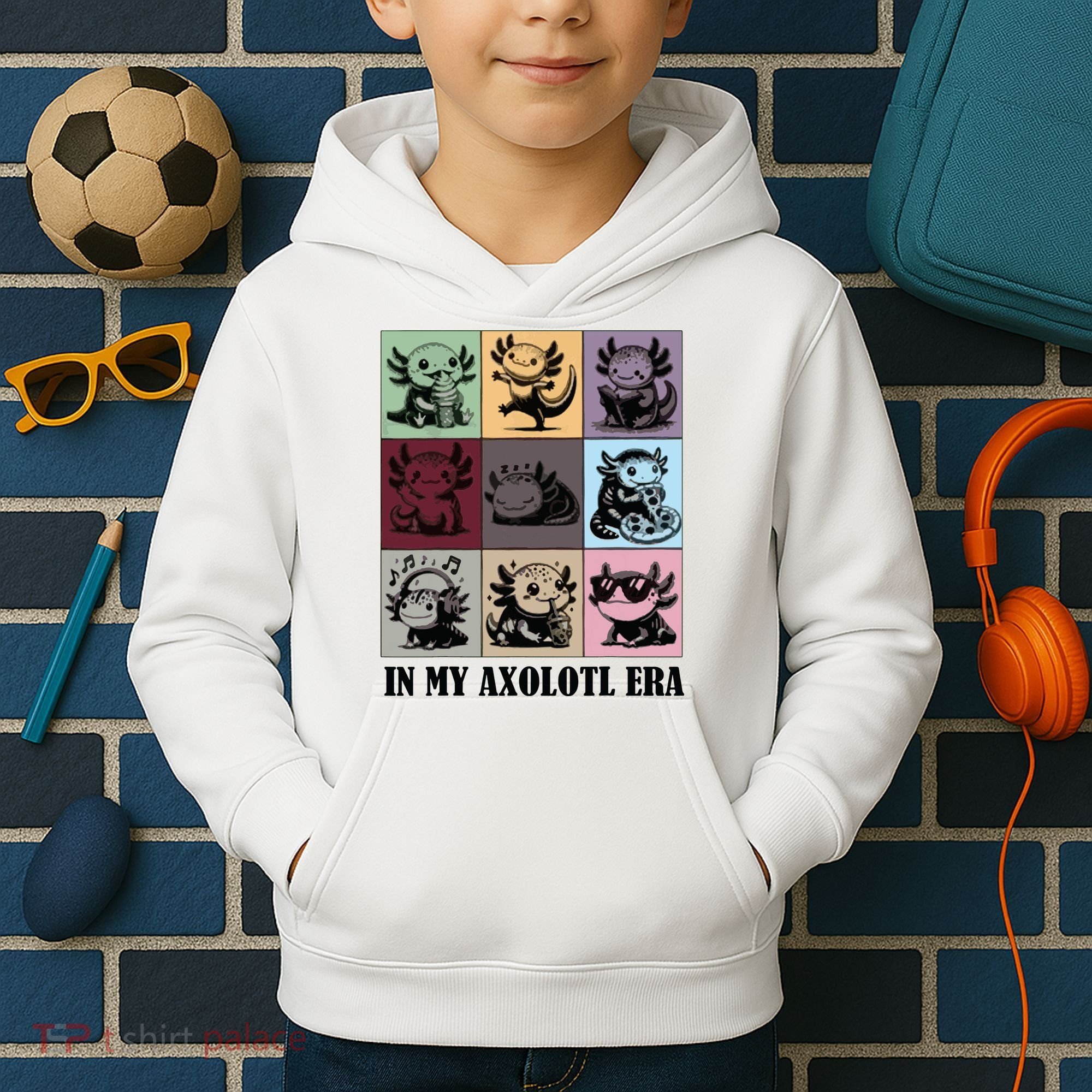 Funny Axolotl Quote In My Axolotl Era Graphic Cool Axolotl Kids Hoodie