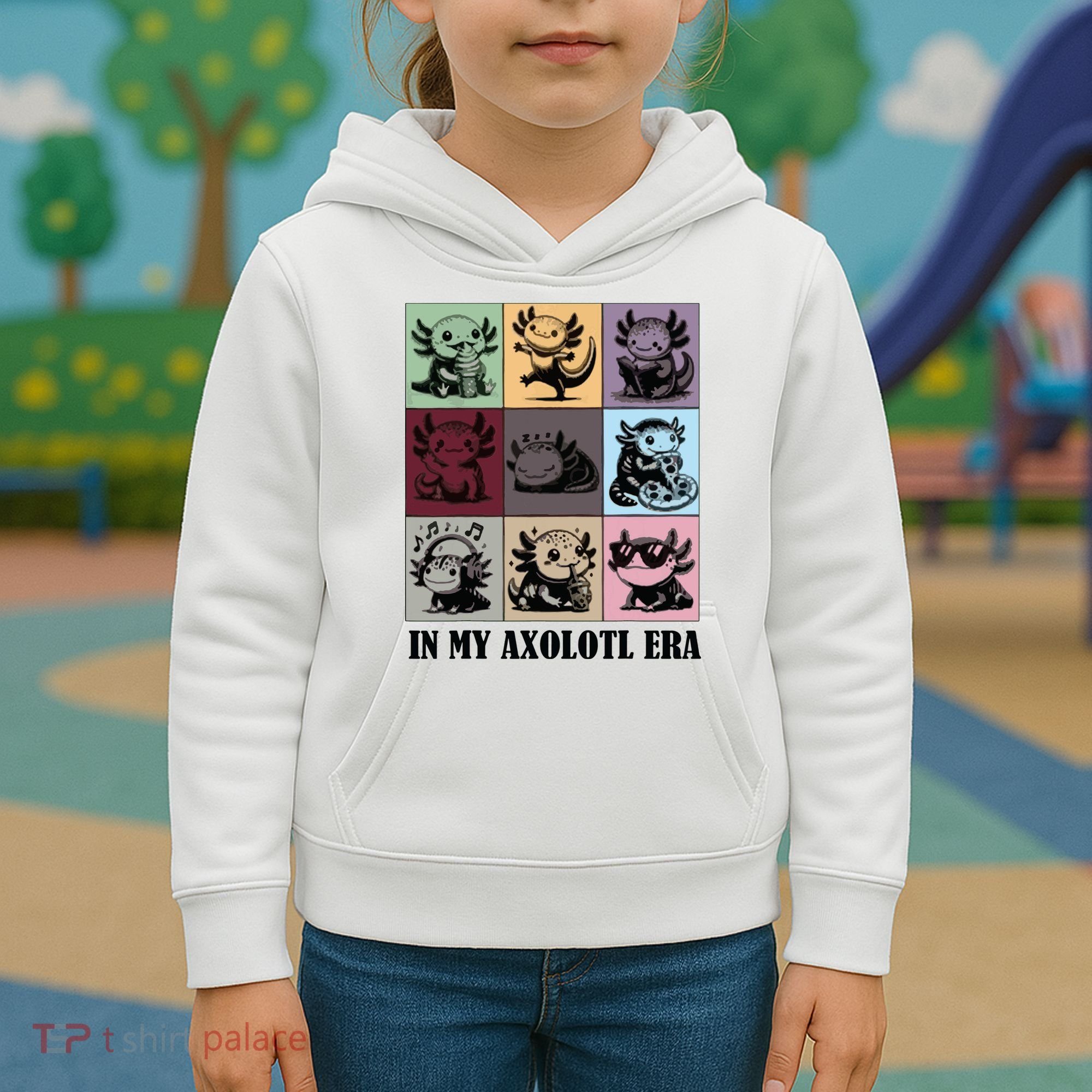 Funny Axolotl Quote In My Axolotl Era Graphic Cool Axolotl Kids Hoodie