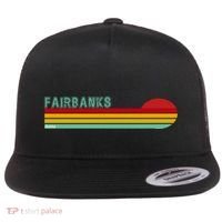 Fairbanks Alaska Retro Sunset Flat Bill Trucker Hat thumb 0