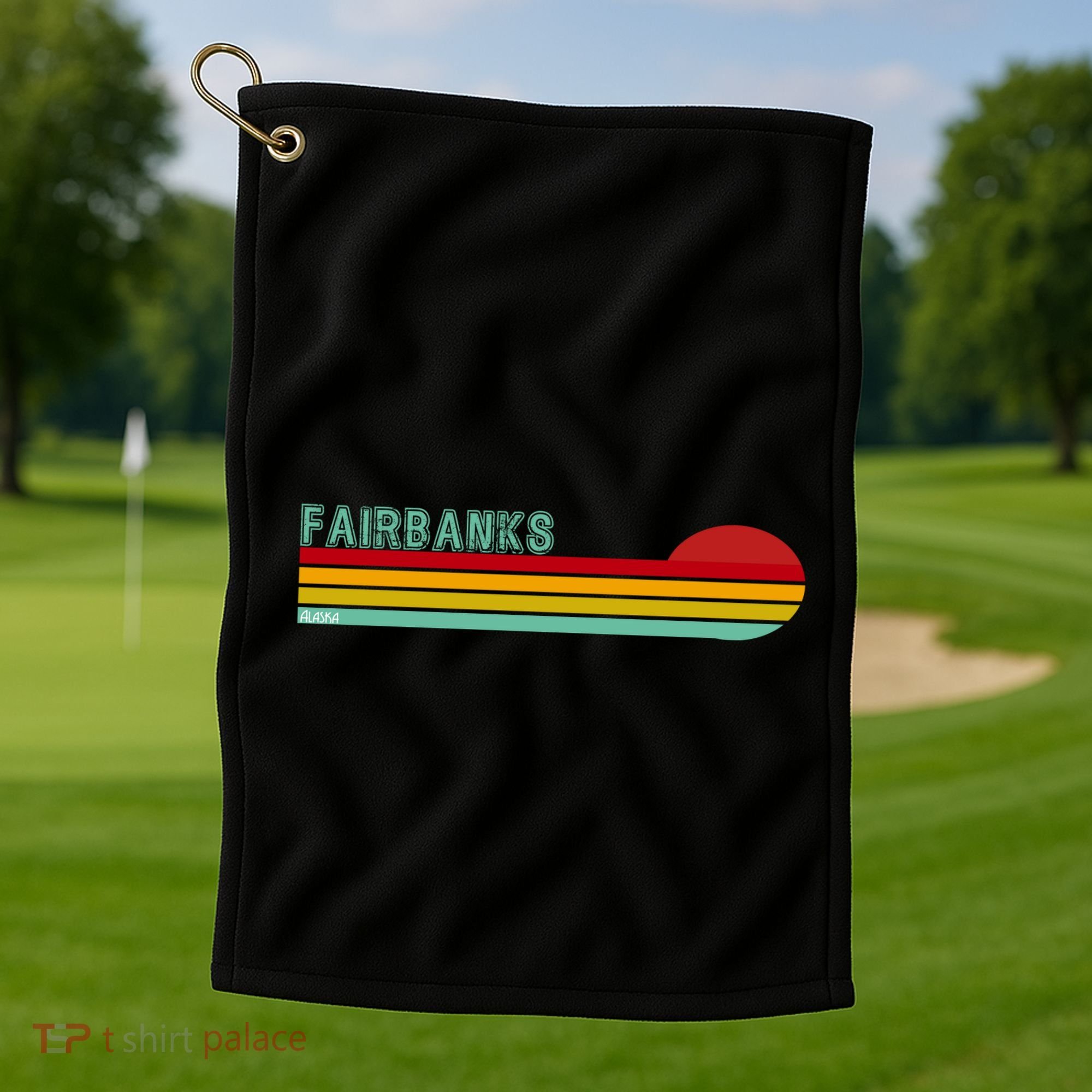 Fairbanks Alaska Retro Sunset Golf Towel