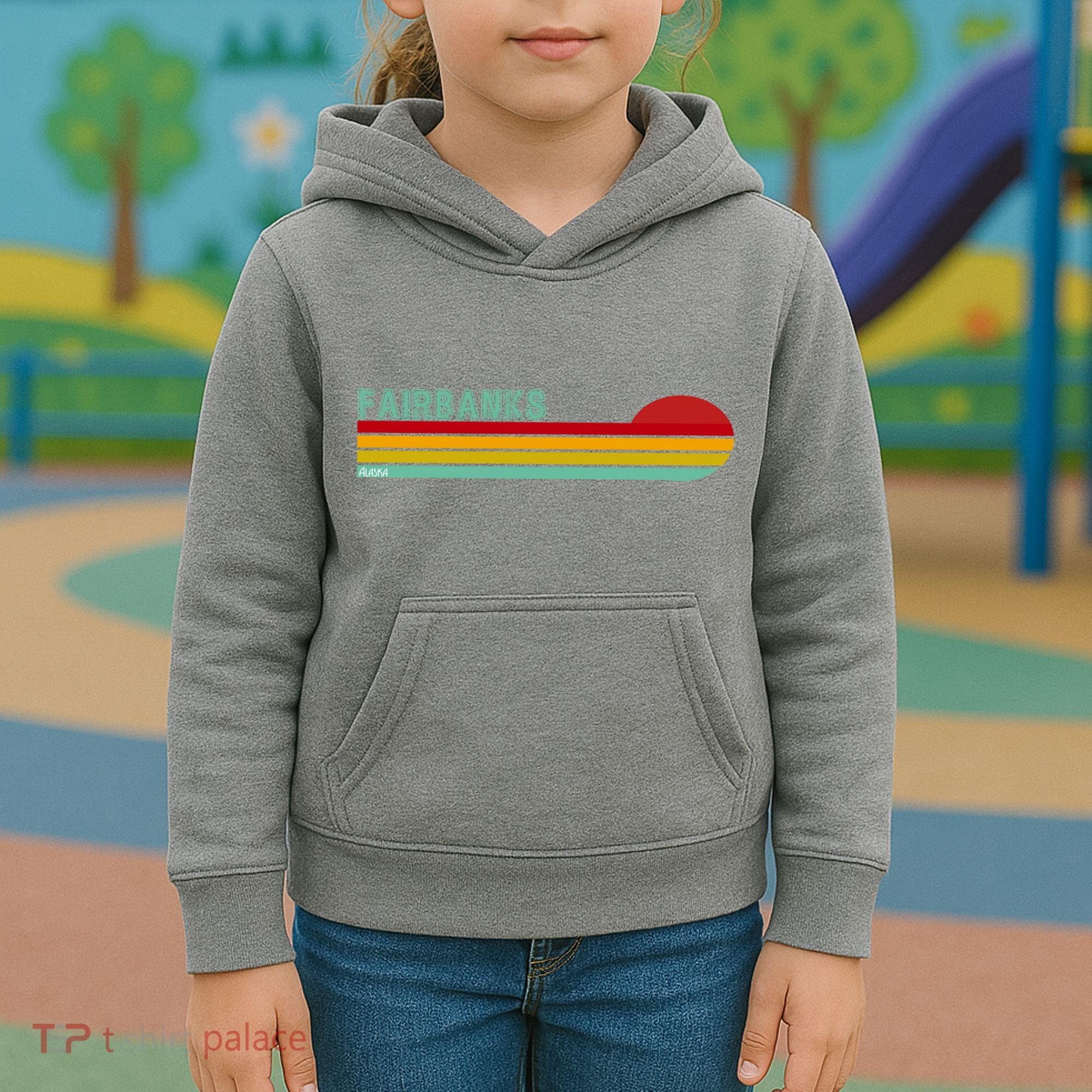 Fairbanks Alaska Retro Sunset Kids Hoodie