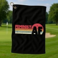 Feminist Af Retro Feminism Cool Gift Golf Towel thumb 1