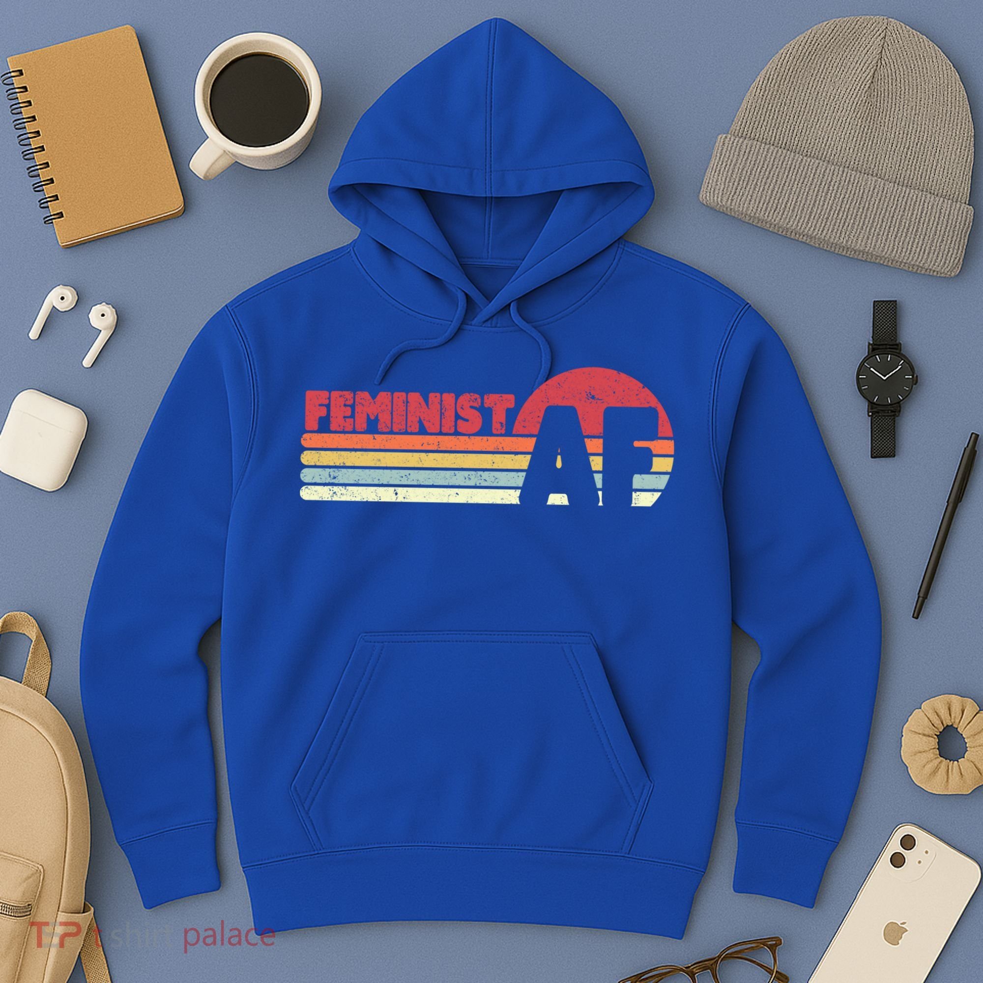 Feminist Af Retro Feminism Cool Gift Hoodie