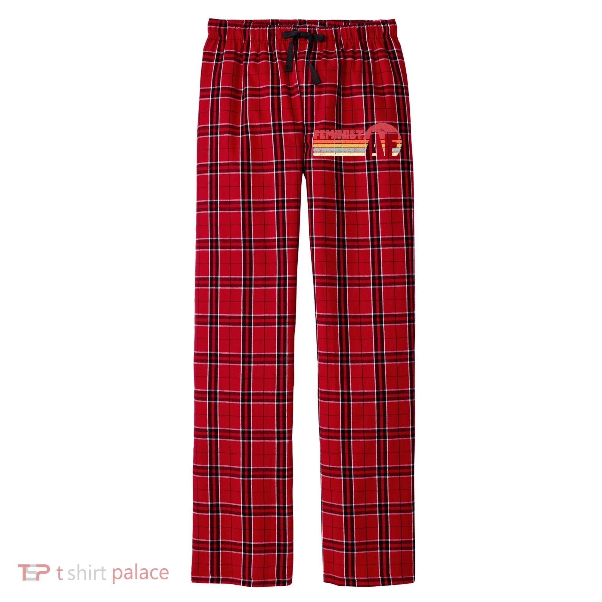 Feminist Af Retro Feminism Cool Gift Men's Flannel Plaid Pajama Pants