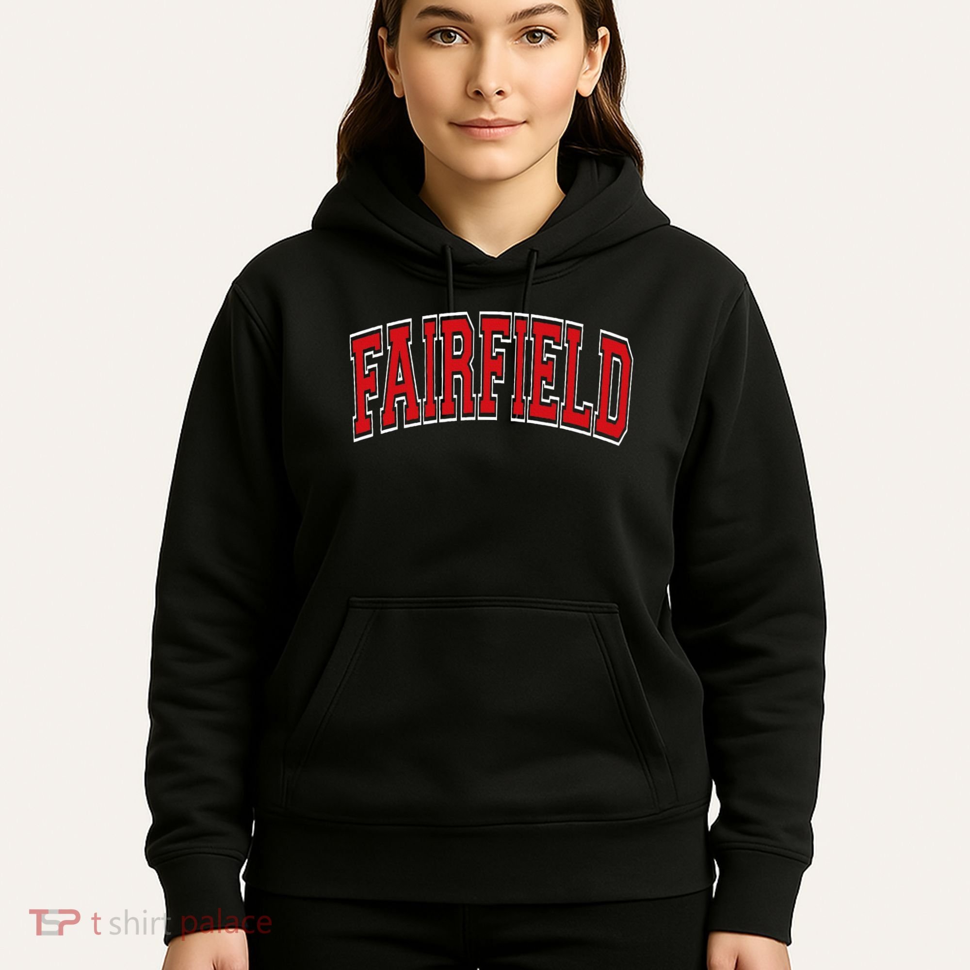 Fairfield Arched Red Text Hoodie