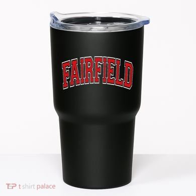 Fairfield Arched Red Text Tumbler